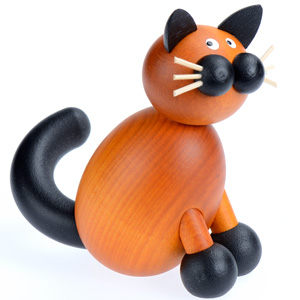 Statuette chat en bois